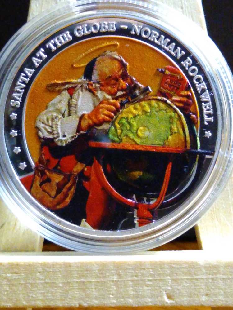 Colorized Santa at Globe   coin collectible - Main Image 1