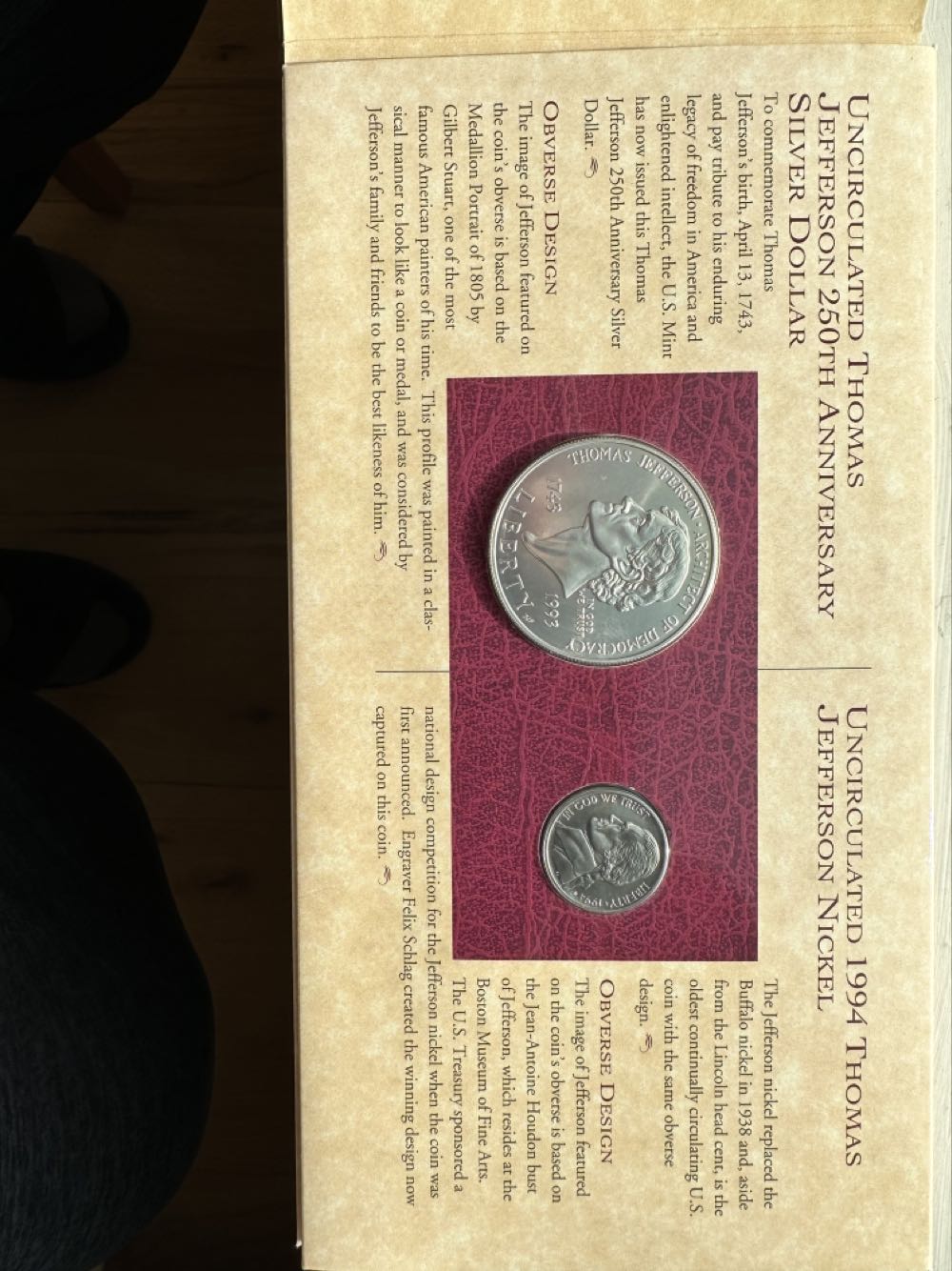 Proof Thomas Jefferson Coinage And Currency Set  coin collectible - Main Image 3