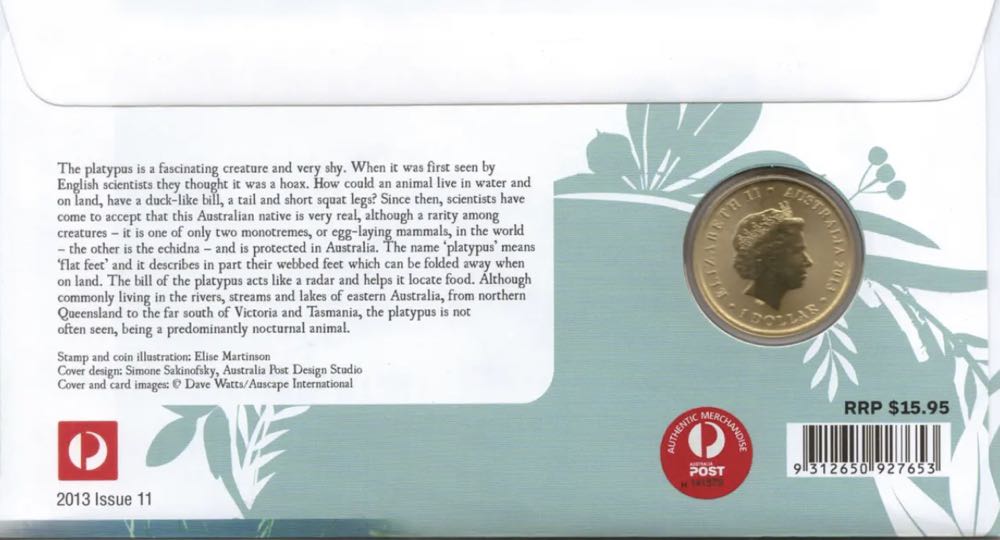 AUSTRALIAN BUSH BABIES PLATYPUS with special $1 coin  coin collectible [Barcode 9312650927653] - Main Image 2