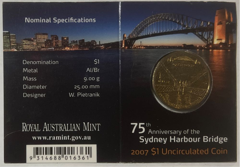 Sydney Harbour  Bridge 75th Anniversary “M”  coin collectible [Barcode 9314688016361] - Main Image 2