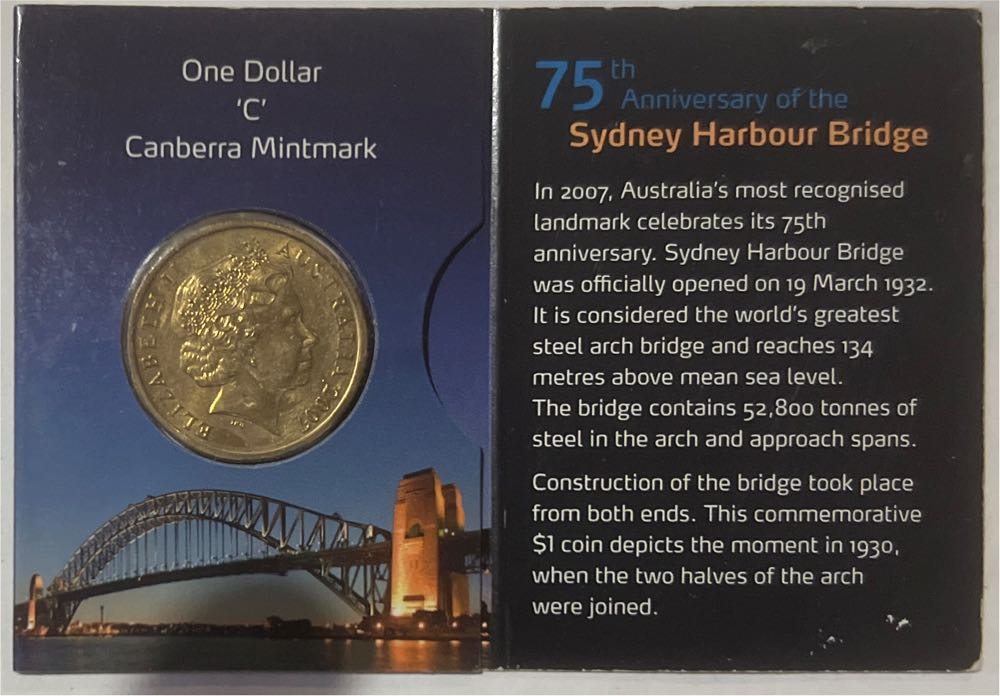 Sydney Harbor Bridge 75th Anniversary “C” Mintmark  coin collectible [Barcode 9314688016040] - Main Image 2