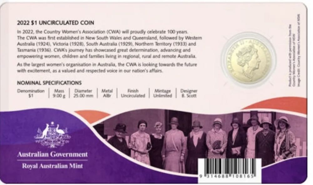 Centenary Of The Country Women’s Association  coin collectible [Barcode 9314688108165] - Main Image 2
