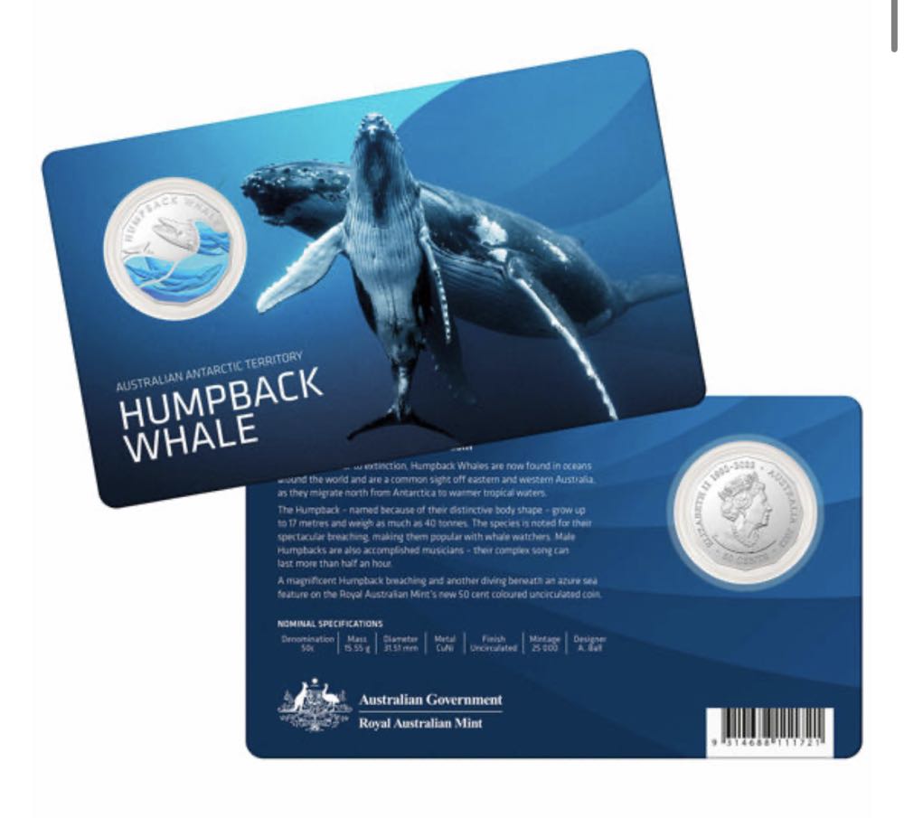 Humpback Whale Coloured 50c Uncirculated  coin collectible [Barcode 9314688111721] - Main Image 3