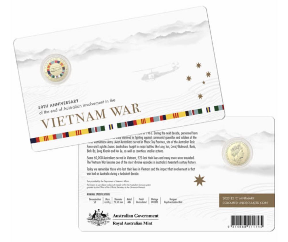 50th Anniversary Of The End Of Australian Involvement In The Vietnam War $2  coin collectible [Barcode 9314688111745] - Main Image 3