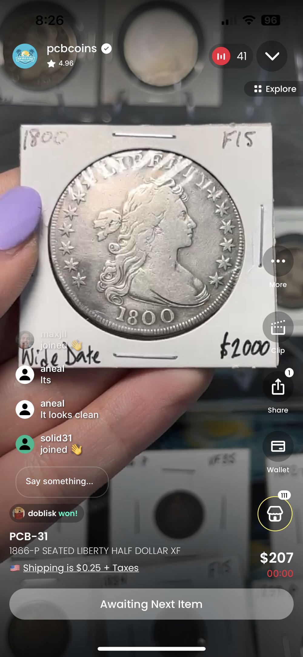 1800 Drapped Bust Dollar Or Unit  coin collectible - Main Image 1