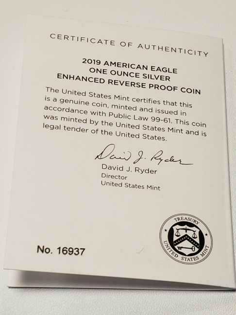 2019 American Eagle One Ounce Silver Enhanced Reverse Proof Coin   coin collectible [Barcode 704786062541] - Main Image 3