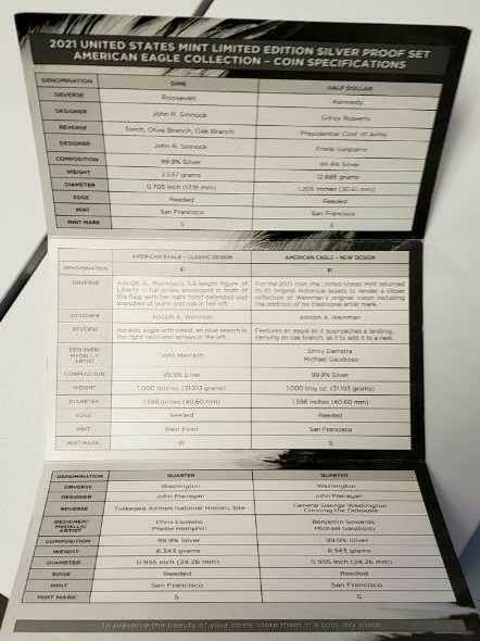 2021 United States Mint Limited Edition Silver Proof Set American Eagle Collection   coin collectible [Barcode 704786261272] - Main Image 3