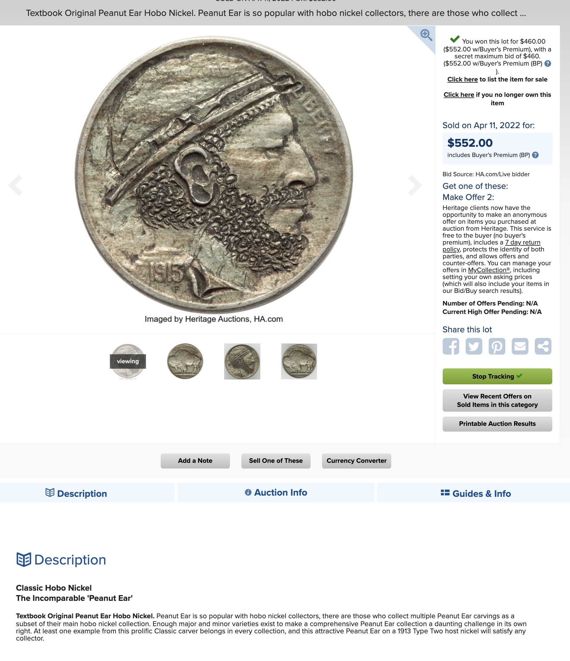 1913 T2 - Peanut Ear Hobo Nickel  coin collectible - Main Image 3