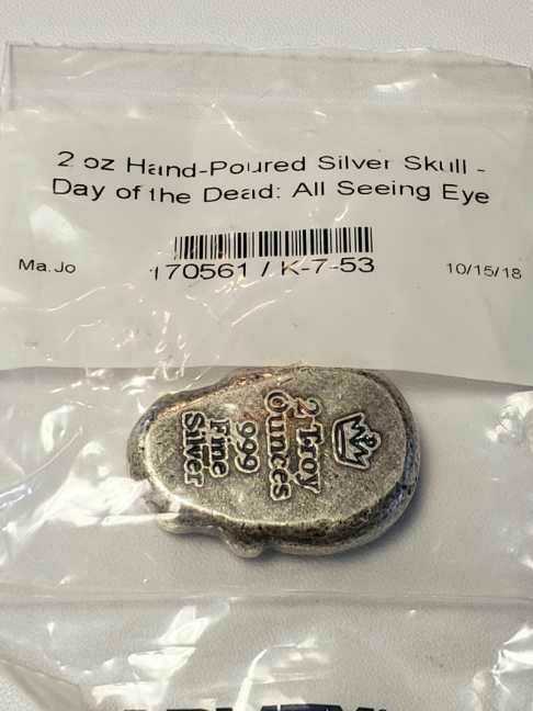 2 Ounce Hand-Poured Silver Skull  coin collectible - Main Image 2