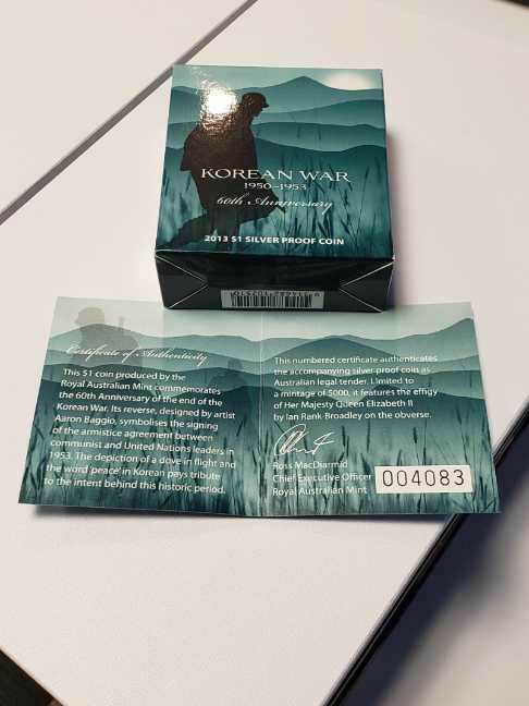 2013 Korean War 60th Anniversary $1 Silver Proof Coin  coin collectible [Barcode 9314682102510] - Main Image 4