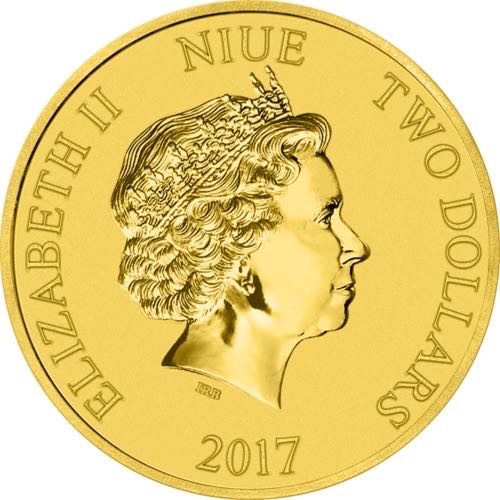 NIUE 2017 2$ Steamboat Willie Mickey Mouse - Yellow Gold Plated/Colorized - 1 Oz Silver Coin  coin collectible - Main Image 2