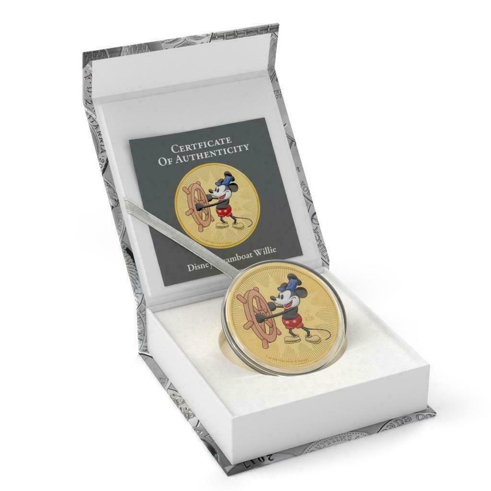NIUE 2017 2$ Steamboat Willie Mickey Mouse - Yellow Gold Plated/Colorized - 1 Oz Silver Coin  coin collectible - Main Image 3