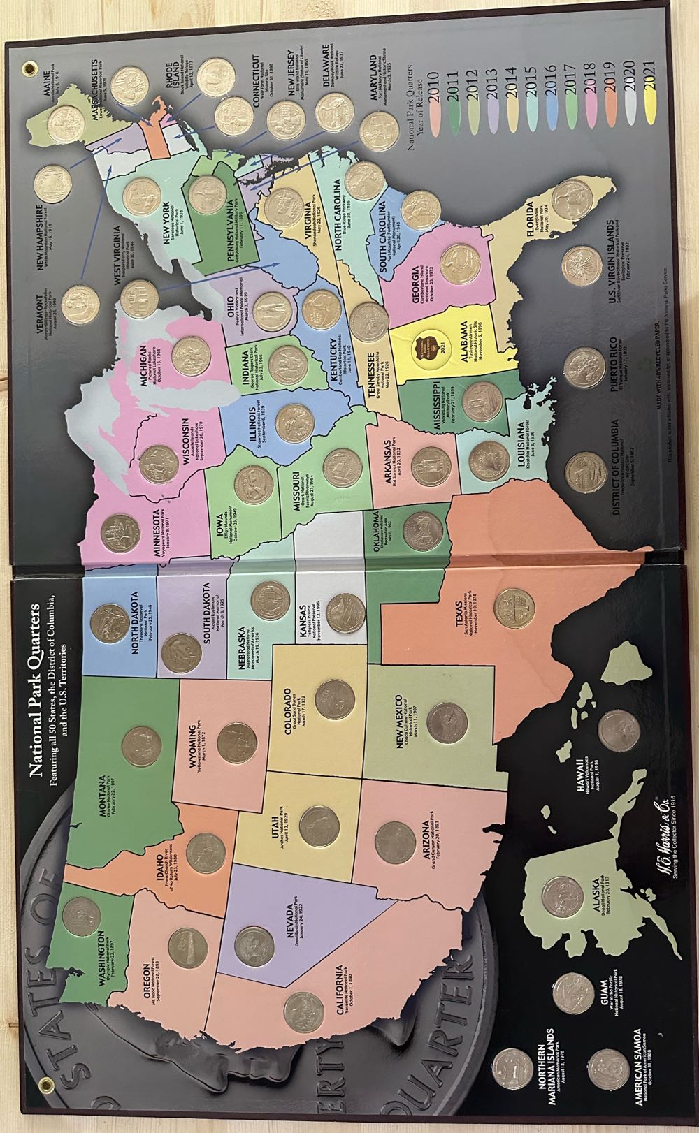 2010-2021 National Park Quarters Map  coin collectible - Main Image 2