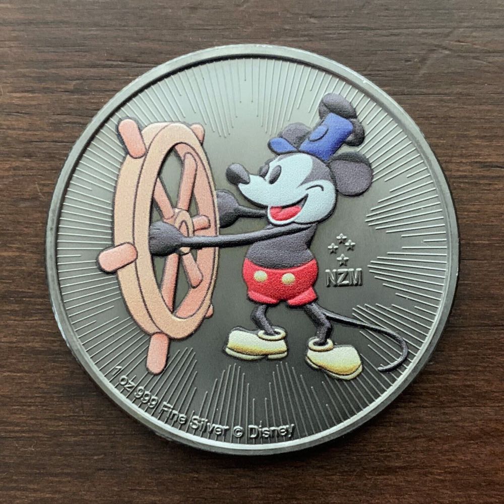 2017 NIUE 2$ Steamboat Willie Mickey Mouse - Ruthenium Plated/Colorized - 1 Oz Silver  coin collectible - Main Image 4