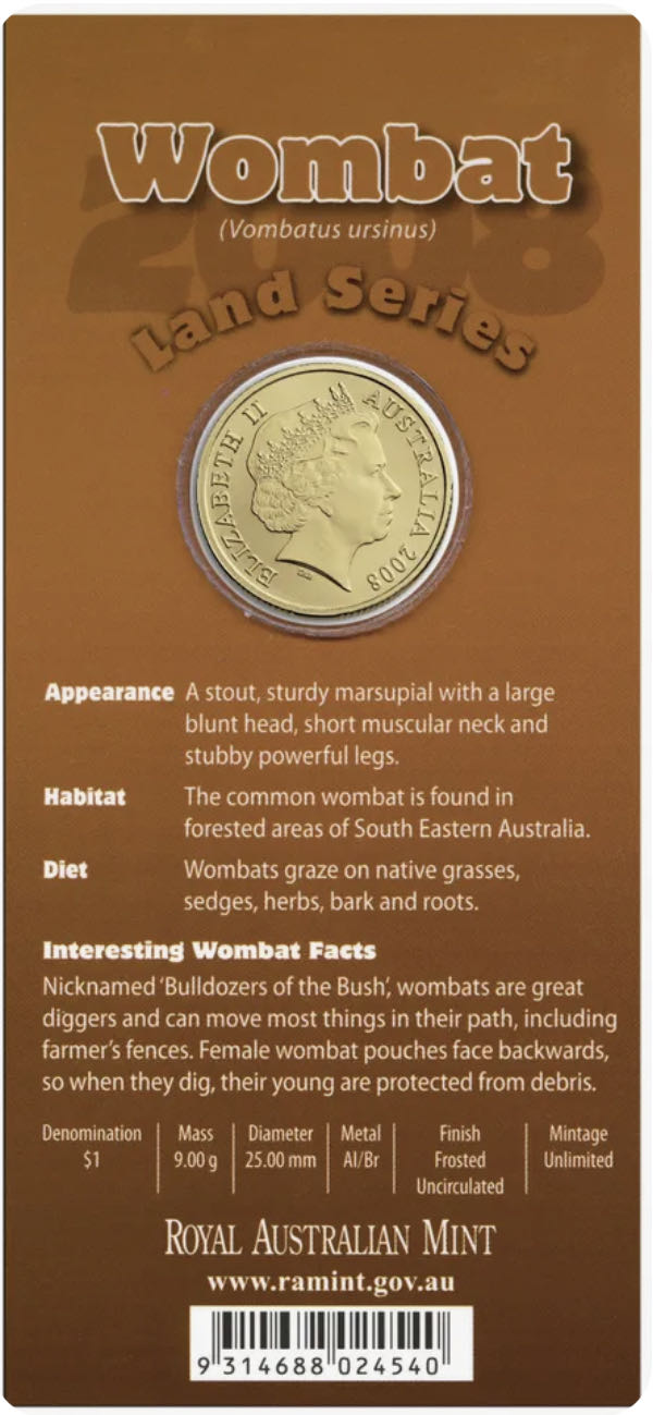 Australian Land Series Wombat  coin collectible [Barcode 9314688024540] - Main Image 3