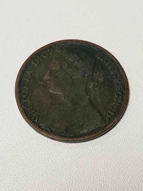 1875 Queen Victoria British Penny  coin collectible - Main Image 2