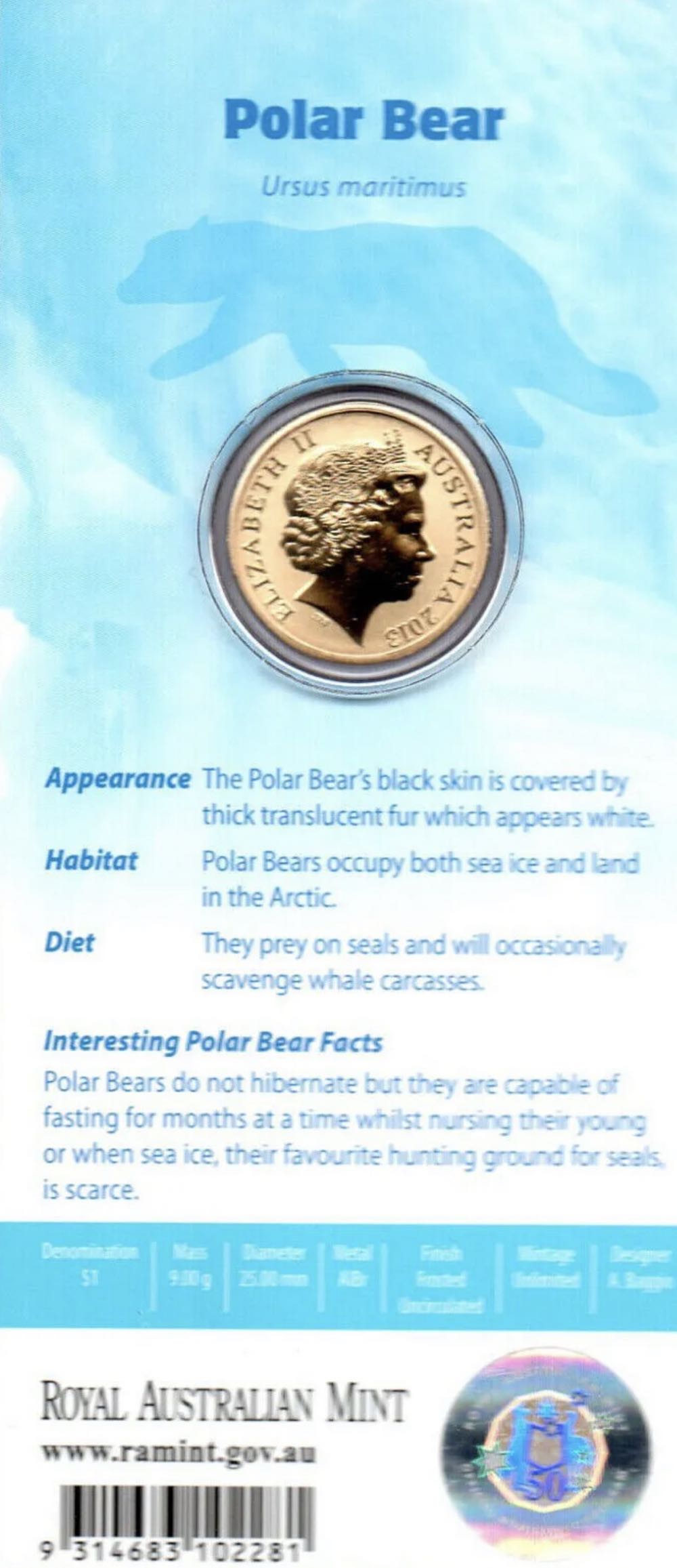 Polar Animals - Polar Bear  coin collectible [Barcode 9314683102281] - Main Image 3