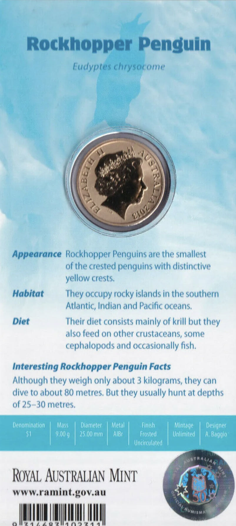 Polar Animals - Rockhopper Penguin  coin collectible [Barcode 9314683102311] - Main Image 3