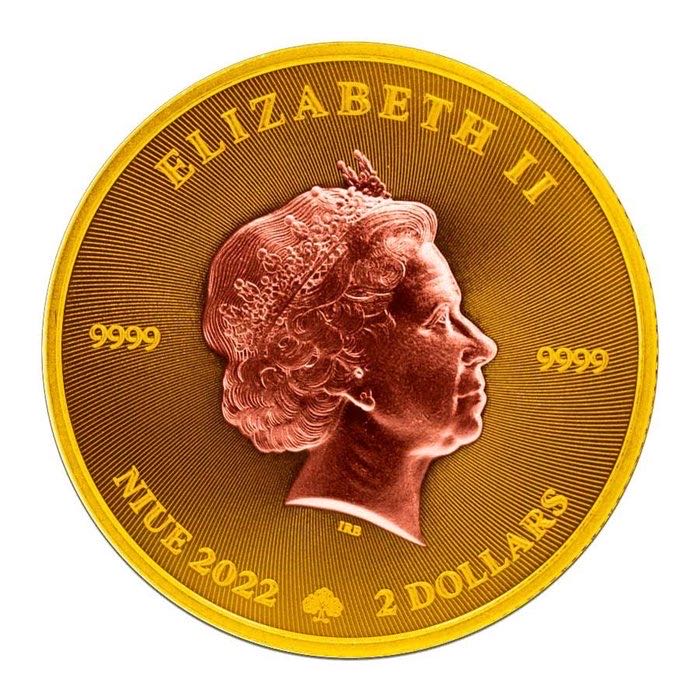 2022 Niue 2 Dollars Shamrock Yellow Gold and Rose Gold-Plated - 1 Oz Silver Coin  coin collectible - Main Image 2