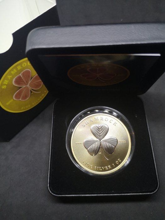 2022 Niue 2 Dollars Shamrock Yellow Gold and Rose Gold-Plated - 1 Oz Silver Coin  coin collectible - Main Image 4