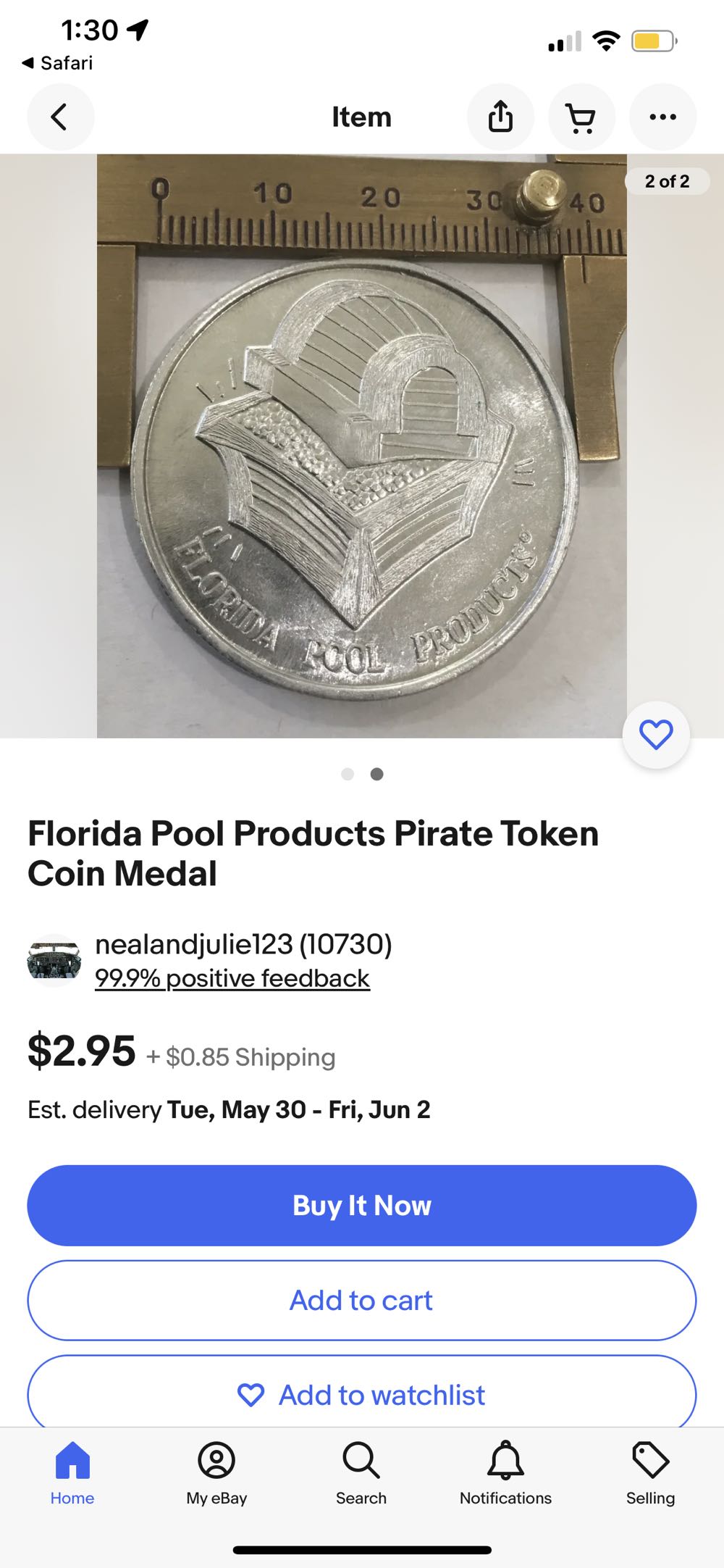 Florida pool products coin  coin collectible - Main Image 3