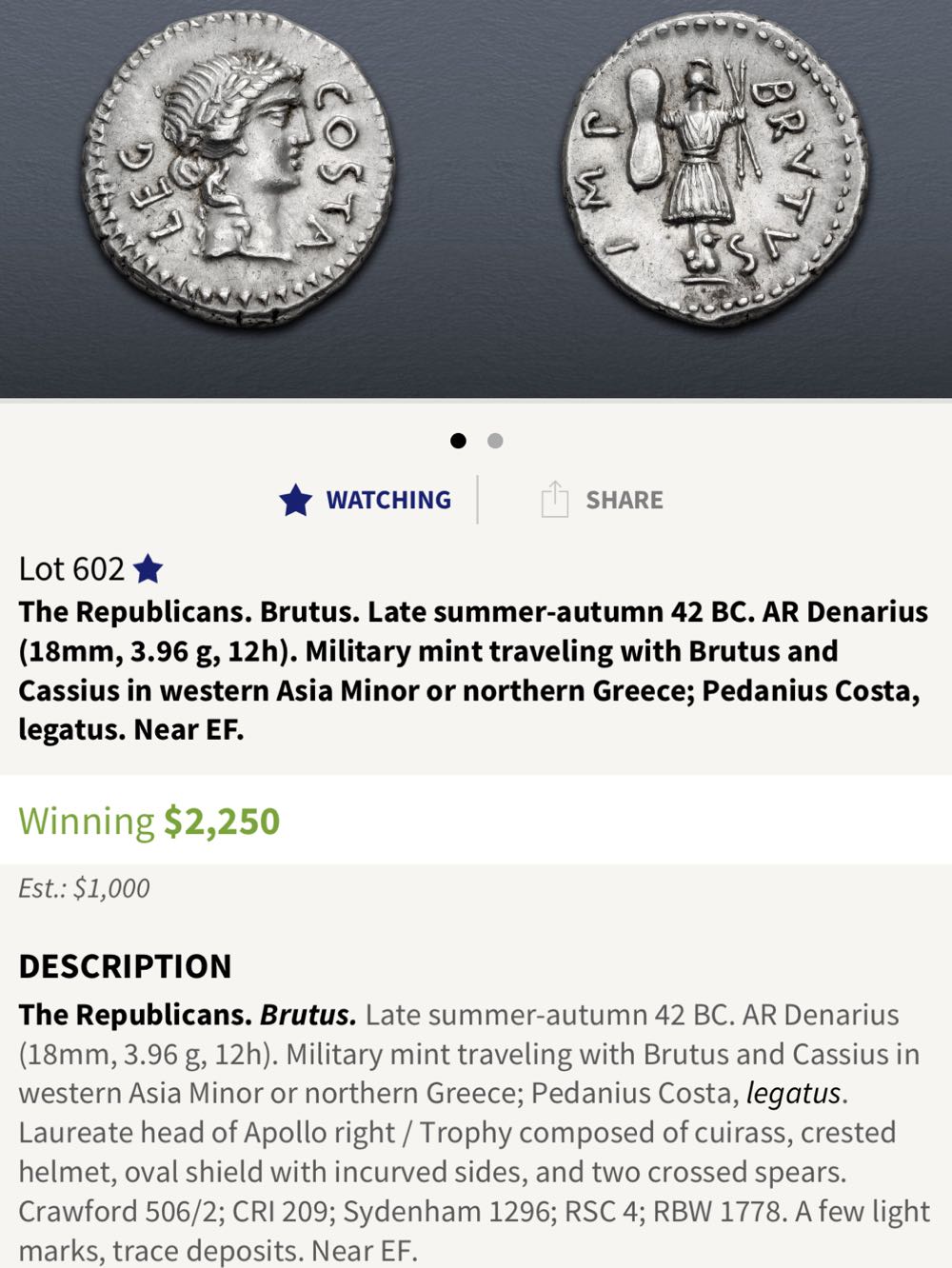 Roman, Brutus  coin collectible - Main Image 3
