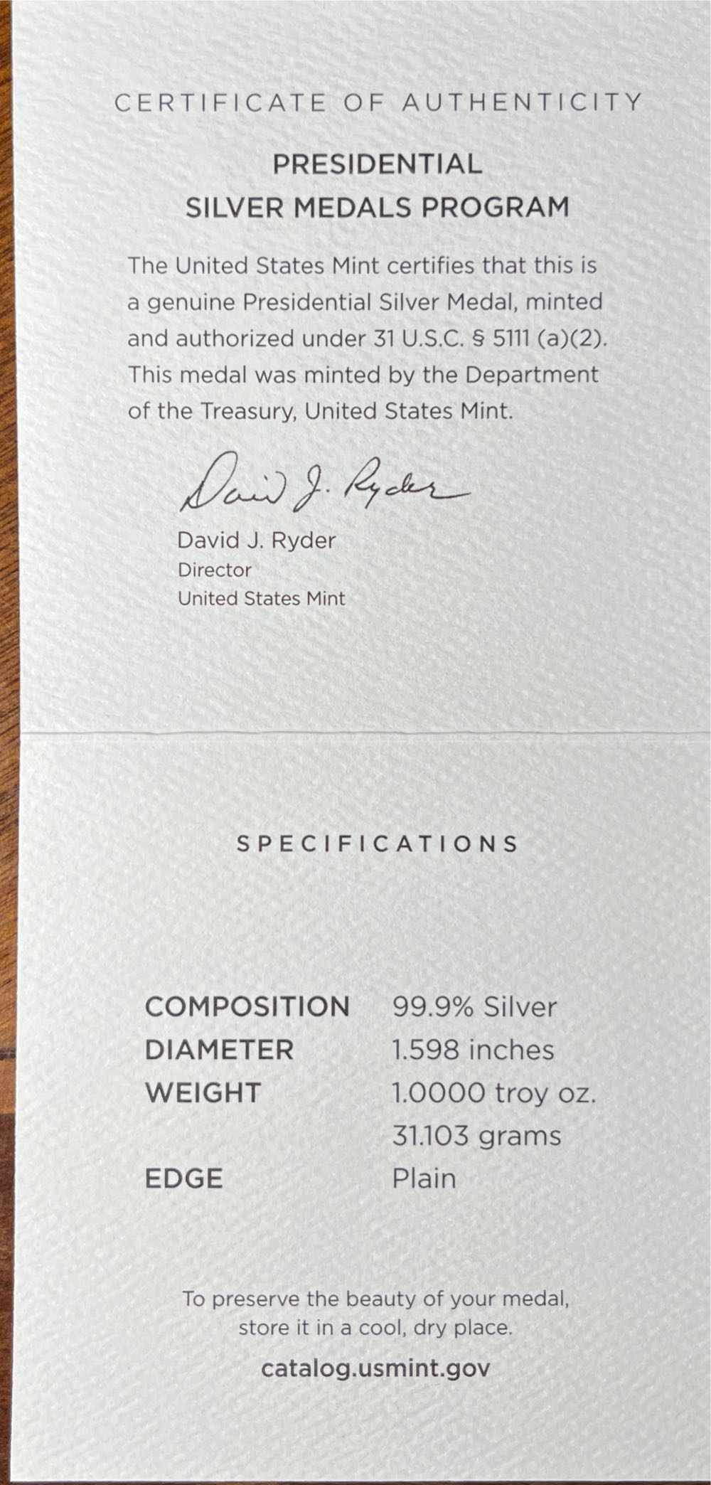 Presidential Silver Medal Washington  coin collectible [Barcode 704785072725] - Main Image 4