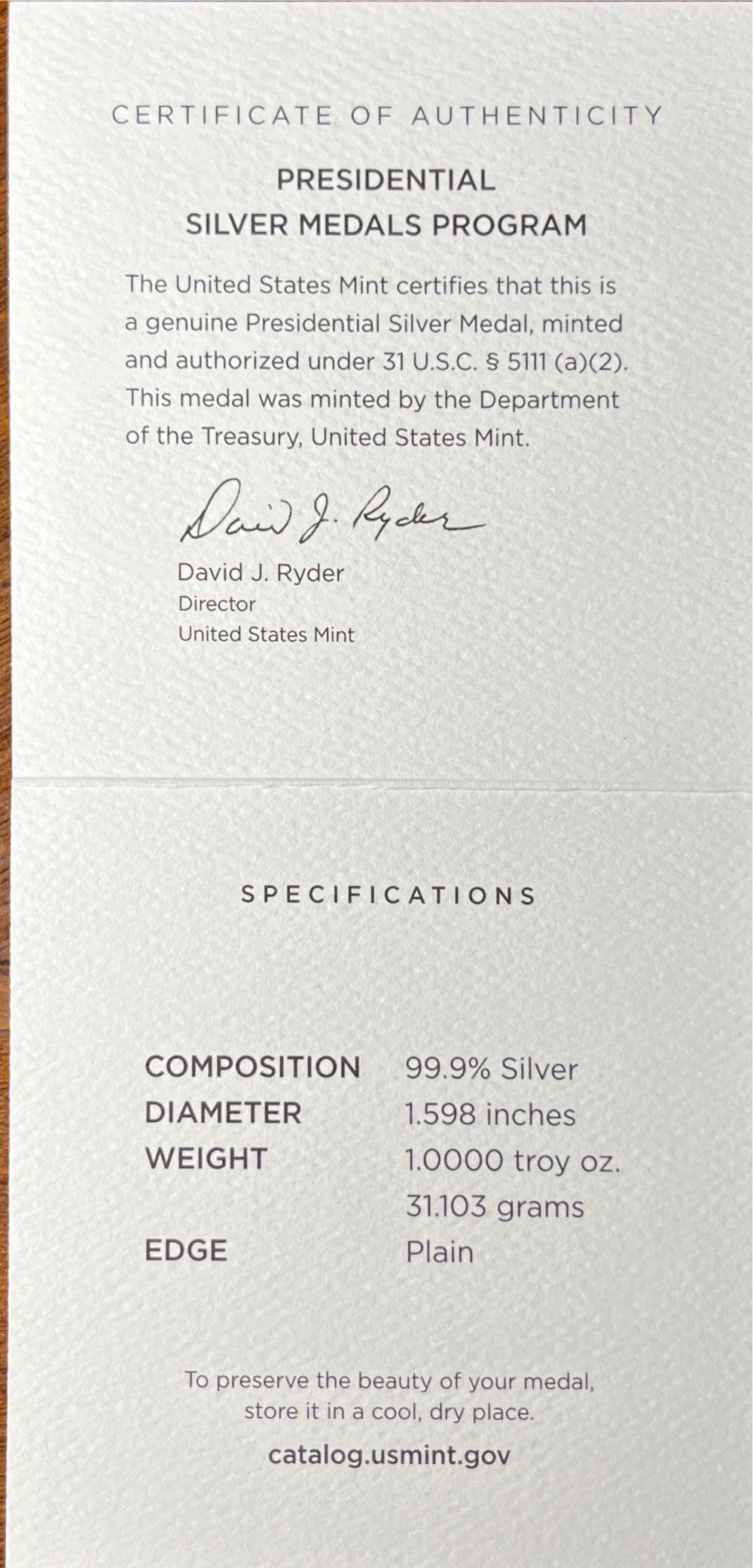 S815 Presidential Silver Medal James Buchanan  coin collectible [Barcode 704786260817] - Main Image 4