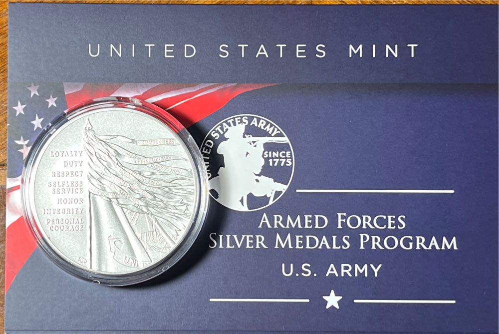 Armed Forces Silver Medal Army  coin collectible [Barcode 704786340021] - Main Image 2