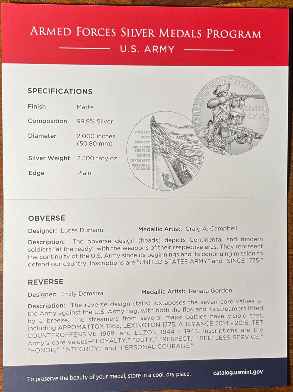 Armed Forces Silver Medal Army  coin collectible [Barcode 704786340021] - Main Image 4