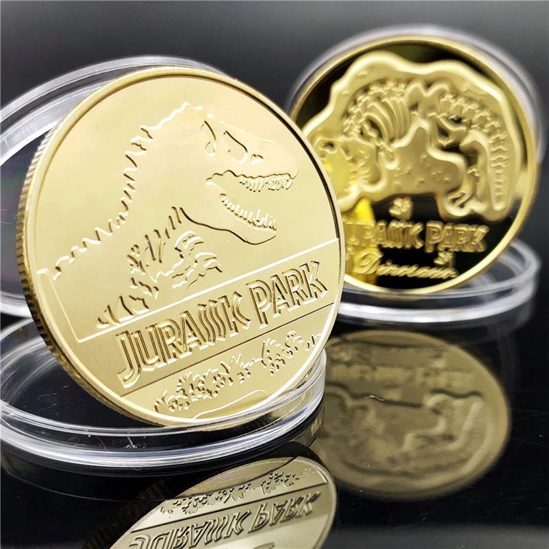 USA Jurassic Park Dinosaur Gold Plated Challenger Commemorative Coin Medal Gift  coin collectible [Barcode 5060242659775] - Main Image 2