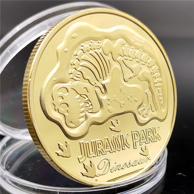 USA Jurassic Park Dinosaur Gold Plated Challenger Commemorative Coin Medal Gift  coin collectible [Barcode 5060242659775] - Main Image 3