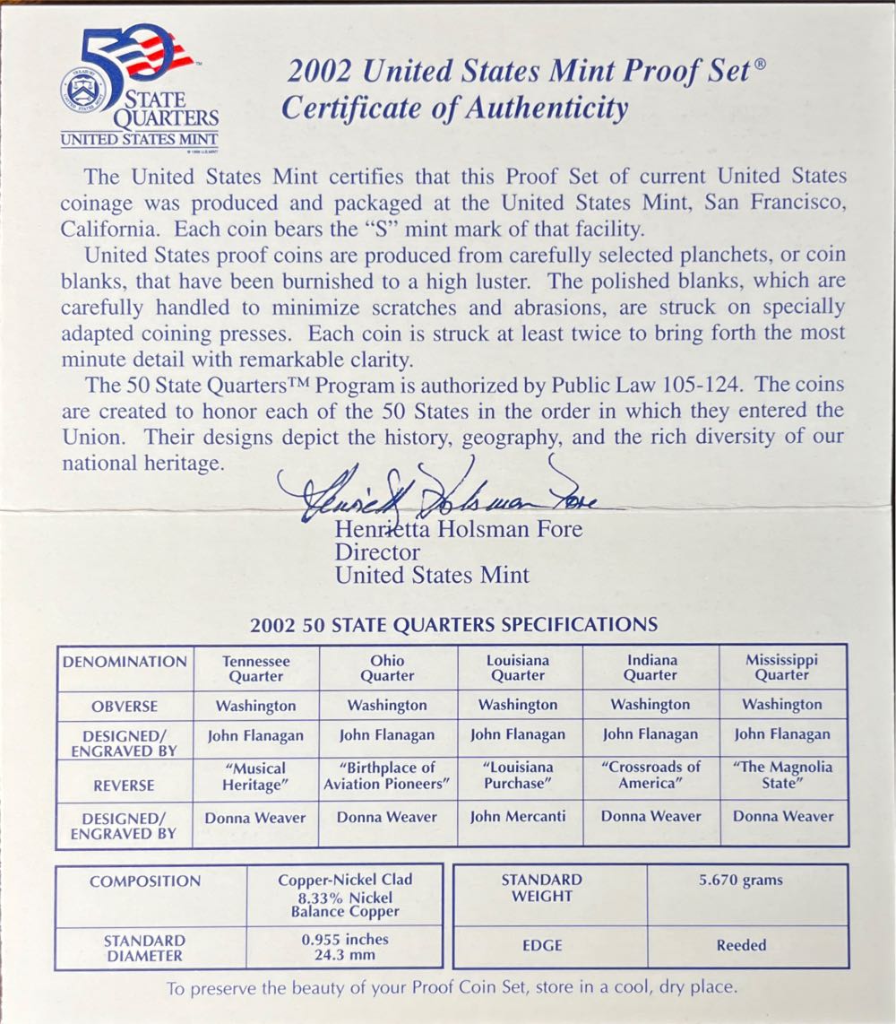 U.S. Mint Proof Set 2002  coin collectible - Main Image 3