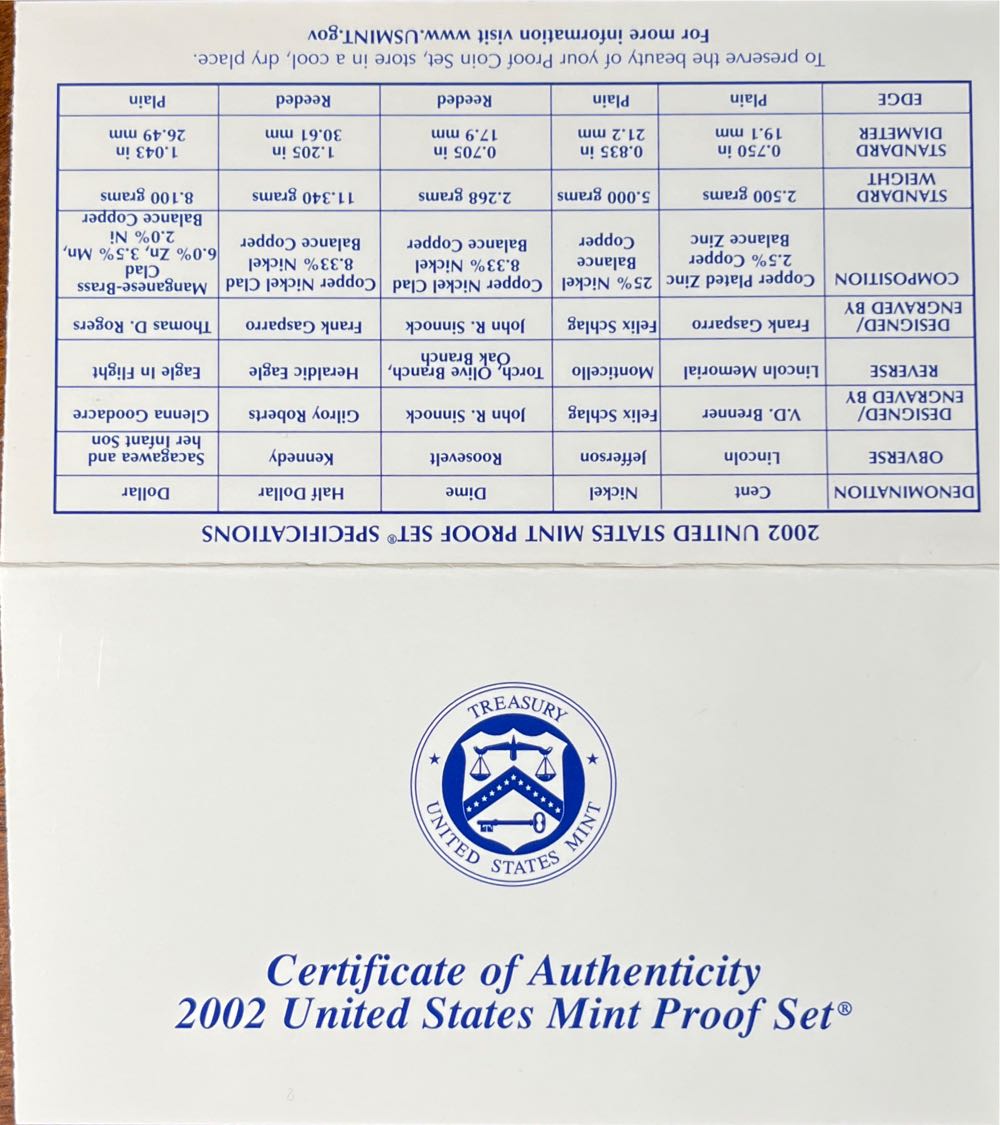 U.S. Mint Proof Set 2002  coin collectible - Main Image 4