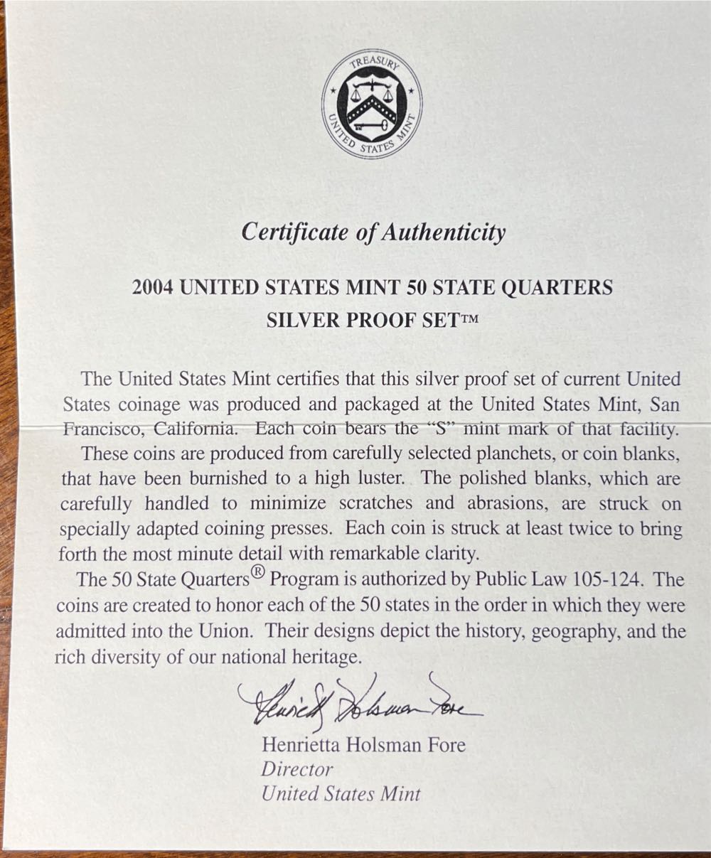 2004 United States Mint 50 State Quarters Silver Proof Set 2004  coin collectible [Barcode 704785043565] - Main Image 4