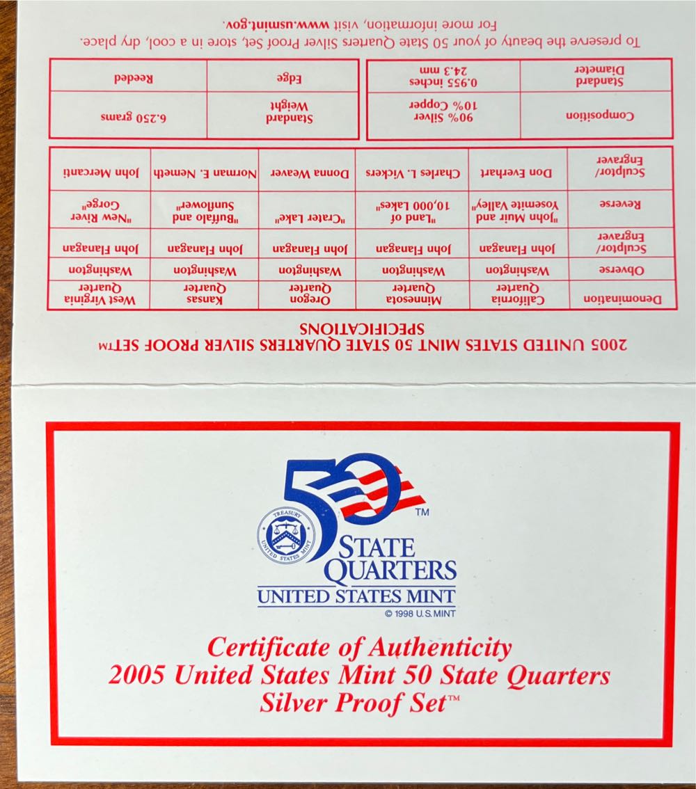 U.S. Mint Silver Proof Quarters 2005  coin collectible - Main Image 3