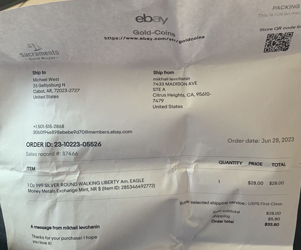 American Silver Eagle Design - SMI Privately Minted Walking Liberty - #31  coin collectible - Main Image 3