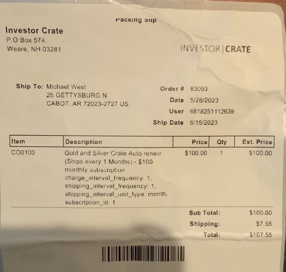 Investors crate #1 - 6/15/23, Includes #19, #6, #45, & #46  coin collectible - Main Image 2