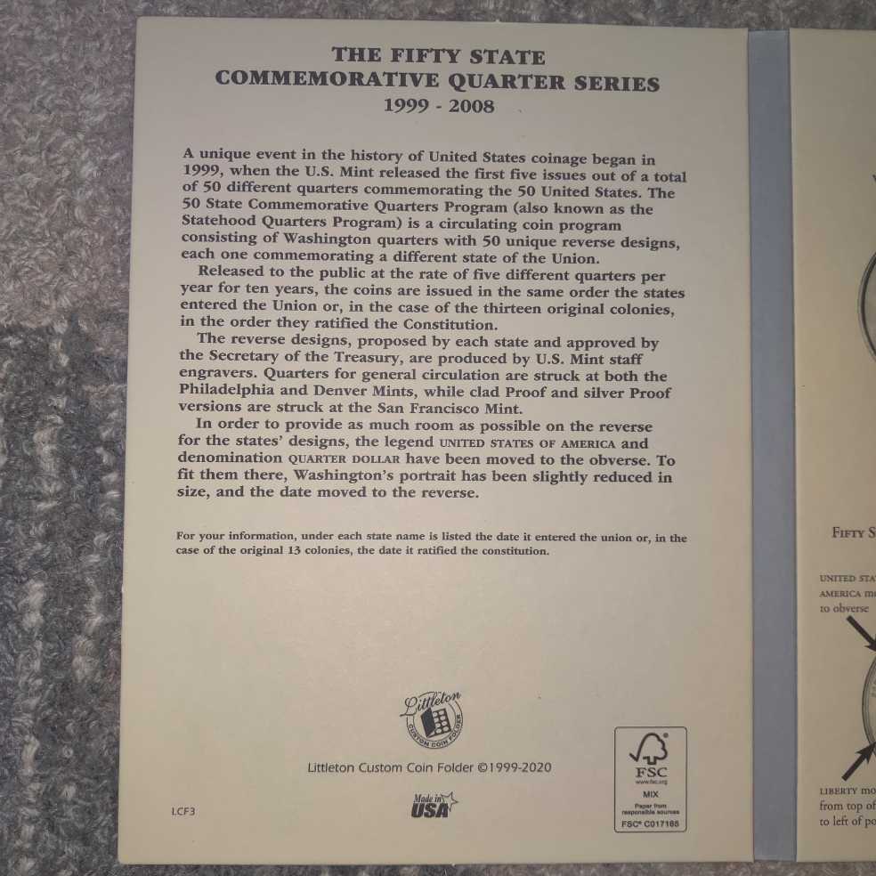 The Fifty State Commemorative Quarters 1999 - 2008  coin collectible [Barcode 675346100013] - Main Image 2