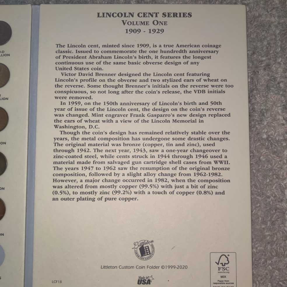 Lincoln Cents Volume One 1909 - 1929 Archival Quality   coin collectible [Barcode 675346100044] - Main Image 4