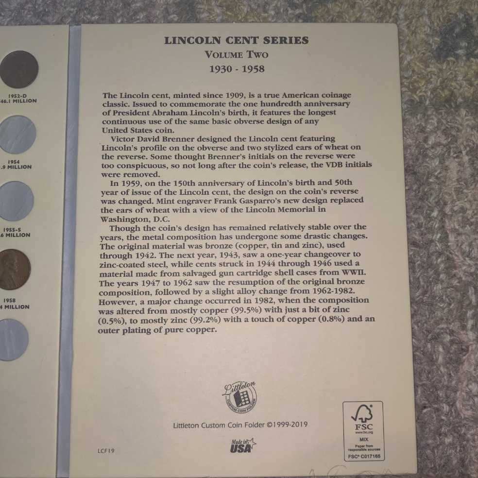 Lincoln Cents Volume Two 1930 - 1958 Archival Quality   coin collectible [Barcode 675346100051] - Main Image 4