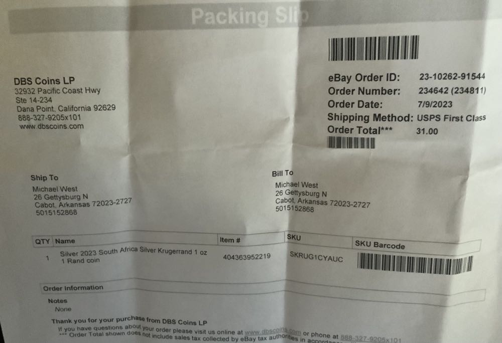 Krugerrand South Africa Silver 2023 , #71  coin collectible - Main Image 4