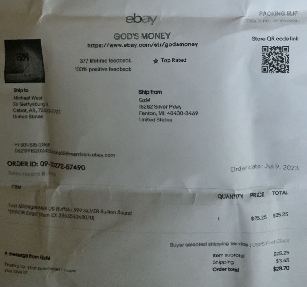 Michigan Mint US Buffalo *ERROR Edge*, #74  coin collectible - Main Image 4