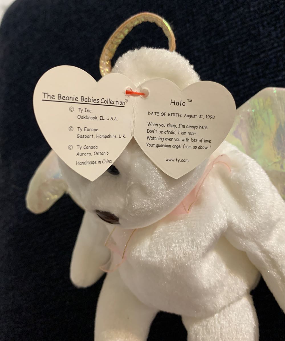 *limited Edition* Brown Nose Ty Beanie Babies Halo The Angel Bear Toy With Rare Ty Halo & Halo Brown Tag Errors Baby Mint Retired Condition W Ii 2  coin collectible [Barcode 008421042081] - Main Image 4