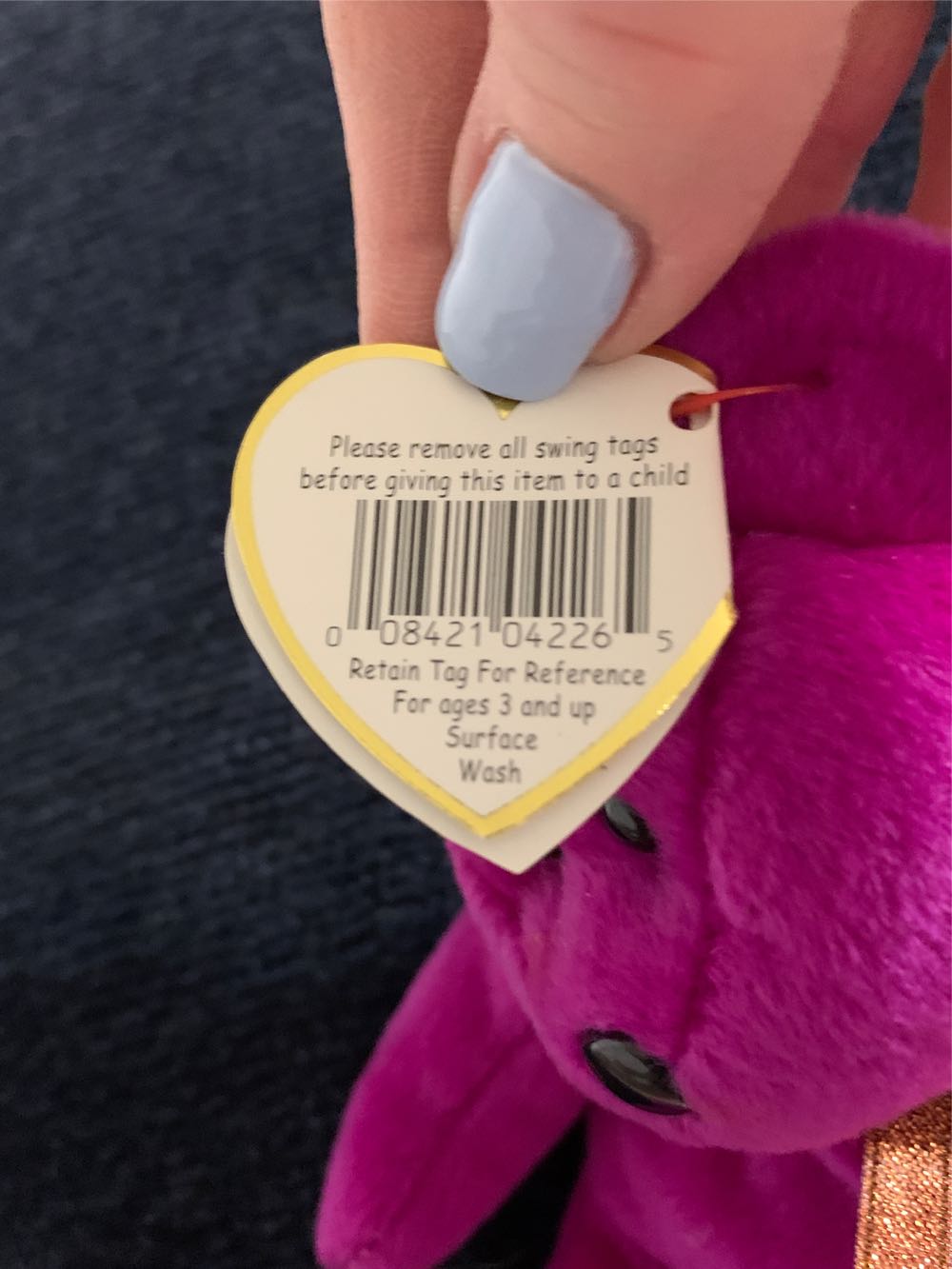 Rare Ty Beanie Babies Millennium The Bear With Tag Errors Toy Purple Plush Baby Retired Mint ”millenium” 2000 Original Millenium Tags  coin collectible [Barcode 008421042265] - Main Image 4