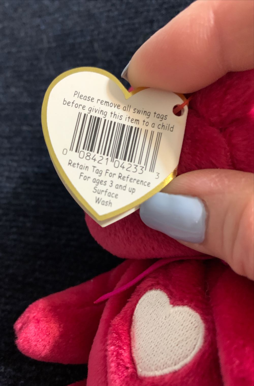 Baby The Red Bear Valentina Beanie Babies Valentina Rare Ty Beanie Baby Valentina Bear With Tags Tag Errors Hologram 99 Error New & Mint W Inch 1999 Retired 8.5 February Retired; And Condition Heart W Mwmt Pink 14  coin collectible [Barcode 008421042333] - Main Image 4