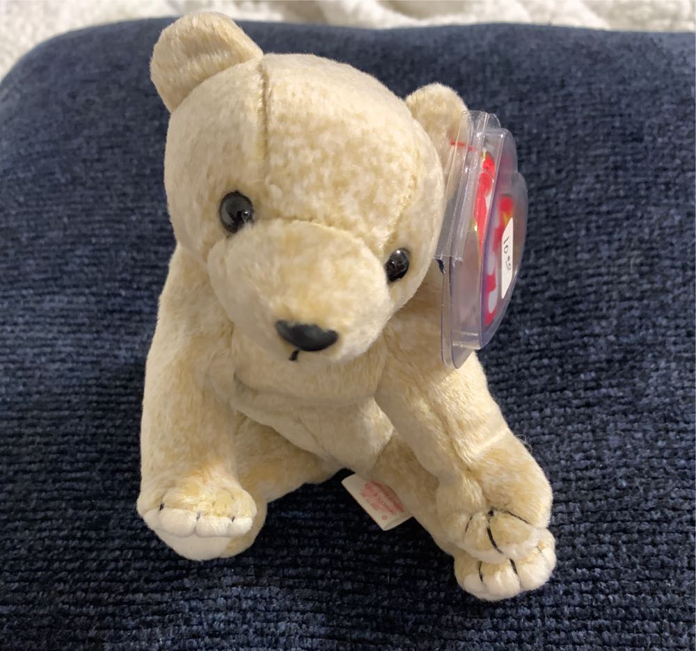 April Rare Retired Ty Beanie Baby Almond The Beige Bear Beige Tag With Errors And Babies Vintage Mint Tags Mwmt ”almond” & Tush Holograph New Pecan Original Plush  coin collectible [Barcode 008421042463] - Main Image 2
