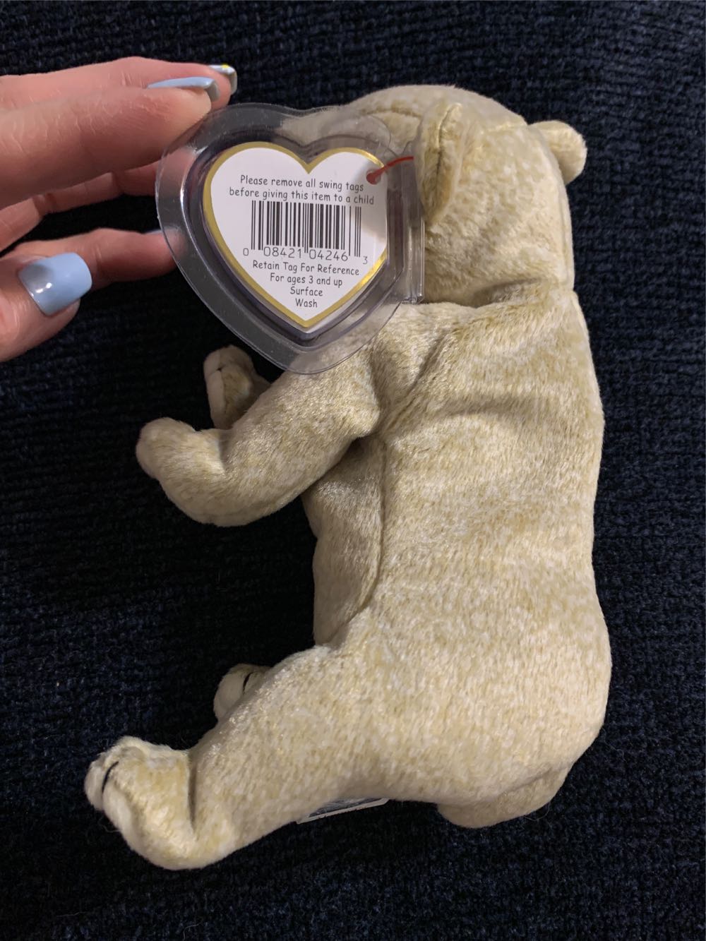 April Rare Retired Ty Beanie Baby Almond The Beige Bear Beige Tag With Errors And Babies Vintage Mint Tags Mwmt ”almond” & Tush Holograph New Pecan Original Plush  coin collectible [Barcode 008421042463] - Main Image 4
