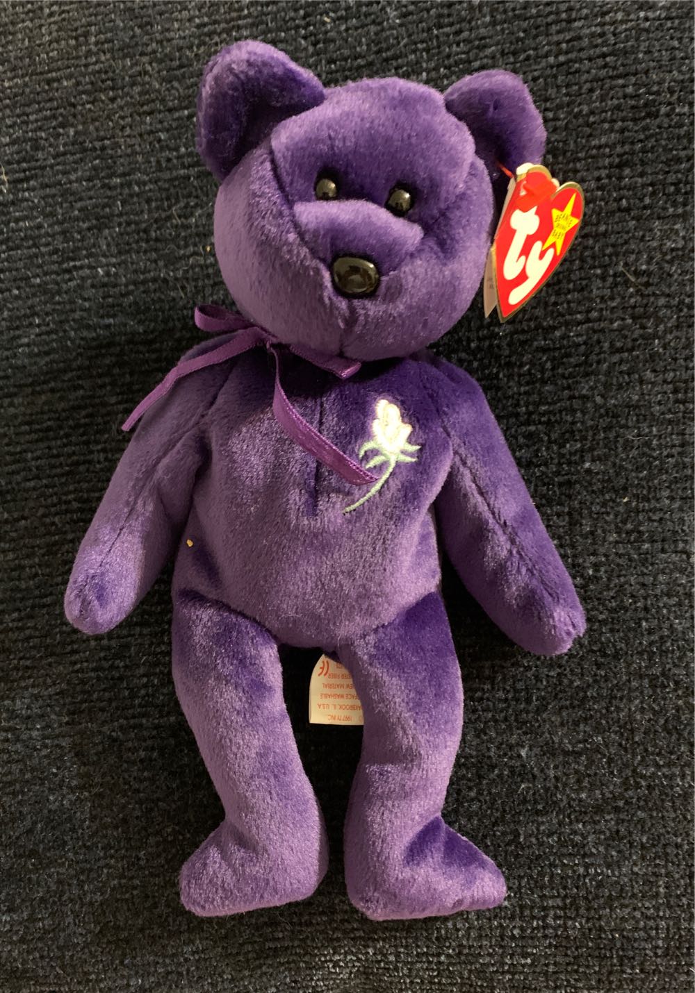 Baby The Diana Beanie Baby Ty Beanie Babies Princess Bear Toy Rare & Edition Mint With Retired 1st Condition Tags Pvc Pellets ~ Purple Vintage Retired! 🔥 From Original First  coin collectible [Barcode 008421043002] - Main Image 2
