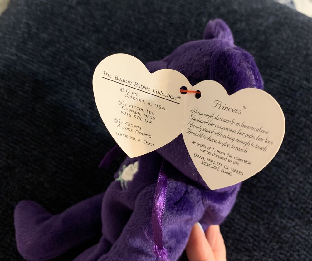 Baby The Diana Beanie Baby Ty Beanie Babies Princess Bear Toy Rare & Edition Mint With Retired 1st Condition Tags Pvc Pellets ~ Purple Vintage Retired! 🔥 From Original First  coin collectible [Barcode 008421043002] - Main Image 3